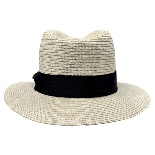 Bullantic Straw Fedora Hat With Band