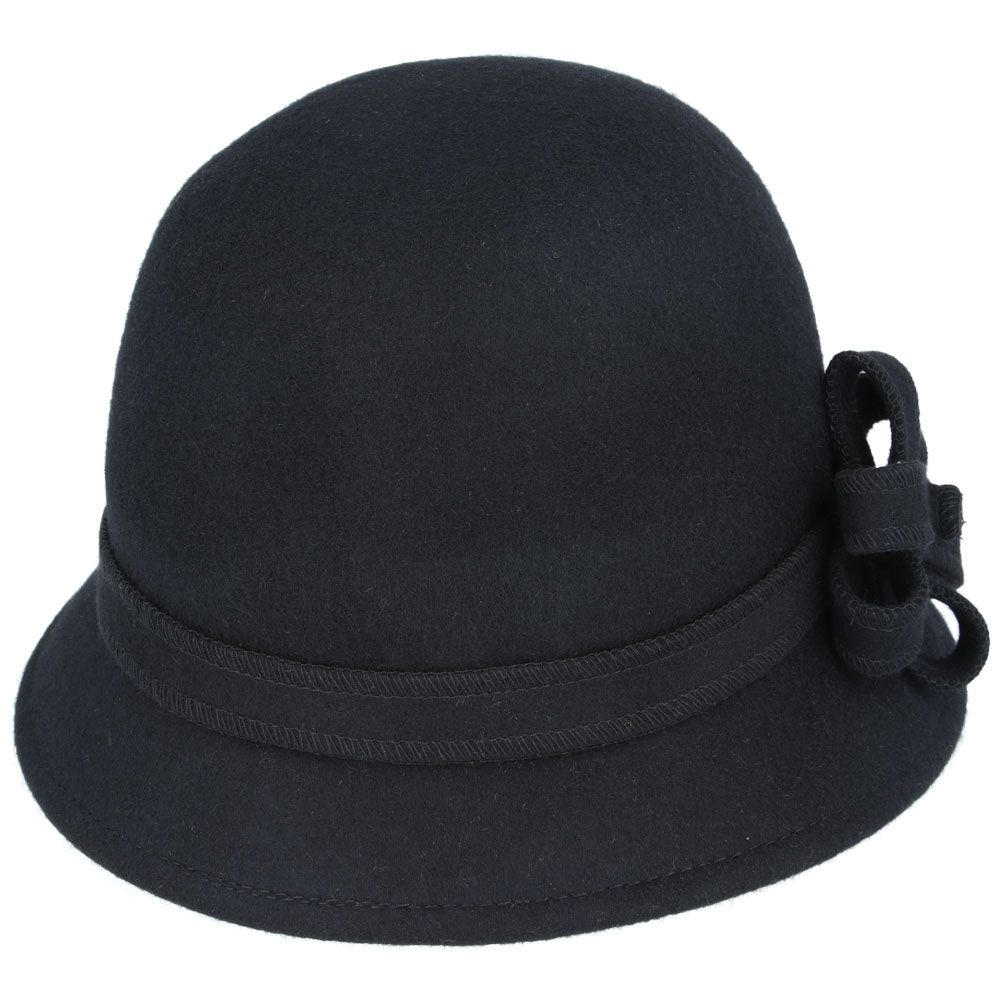 Maz Chic Vintage Wool Cloche Hat With Flower & Belt Around