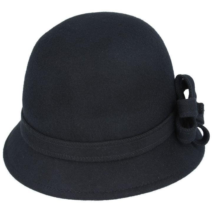 Maz Chic Vintage Wool Cloche Hat With Flower & Belt Around
