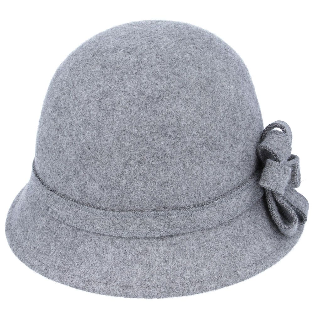 Maz Chic Vintage Wool Cloche Hat With Flower & Belt Around