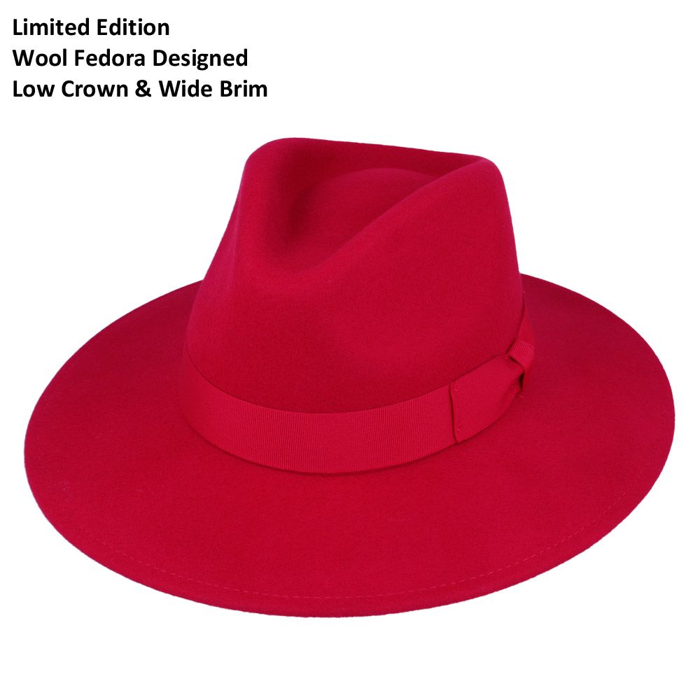 Bullantic Premium Maz Wide Brim Wool Crushable Fedora Hat