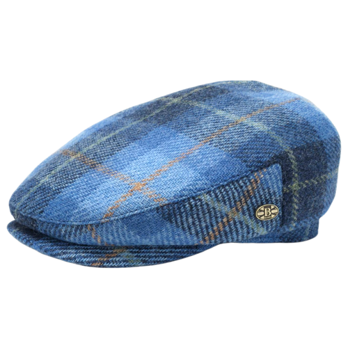 Light Blue Tartan Harris tweed Flat Cap