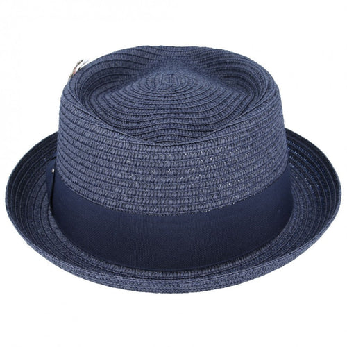 Diamond Crown paper straw Pork Pie Hat - Navy