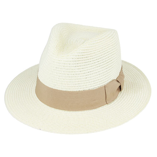 Bullantic Straw Fedora Hat With Band